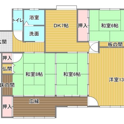 山鹿古閑貸家　一戸建て平屋　107.80㎡ 画像1